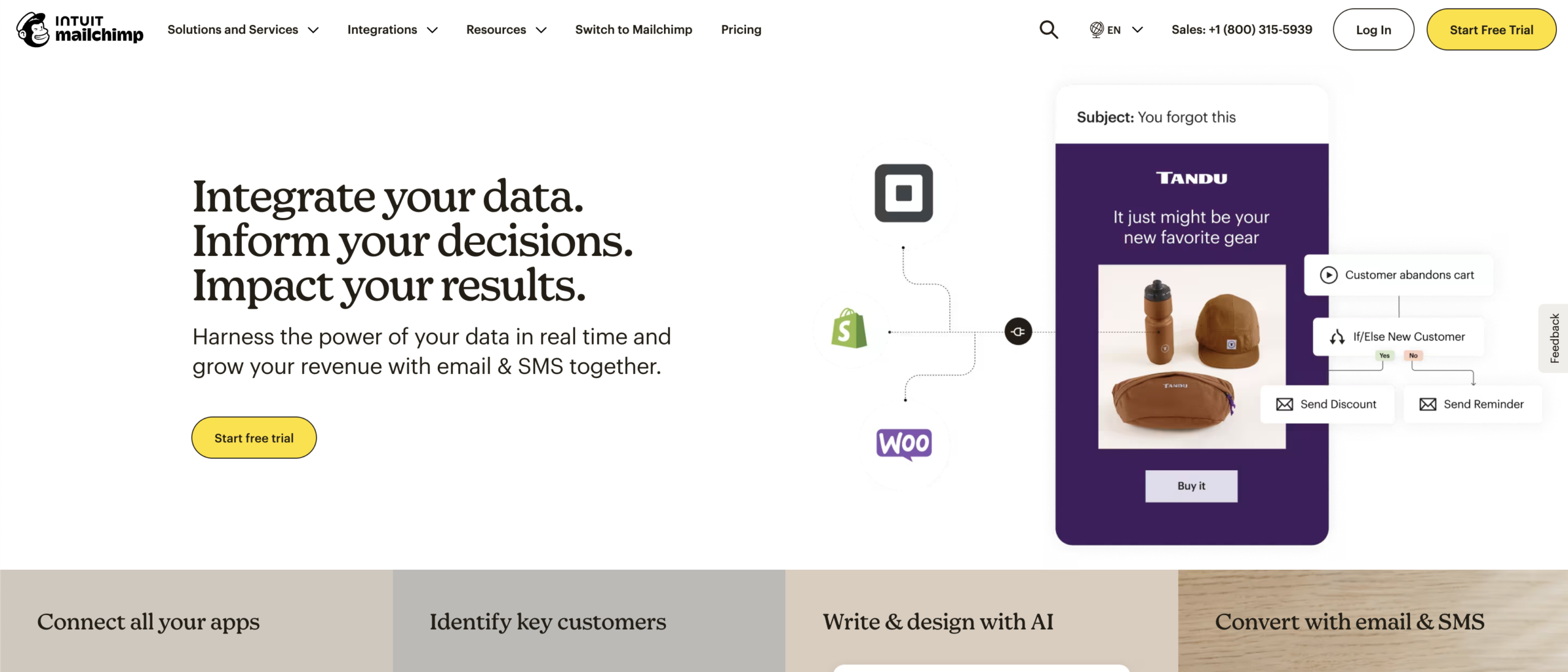 Screenshot of Mailchimp's homepage